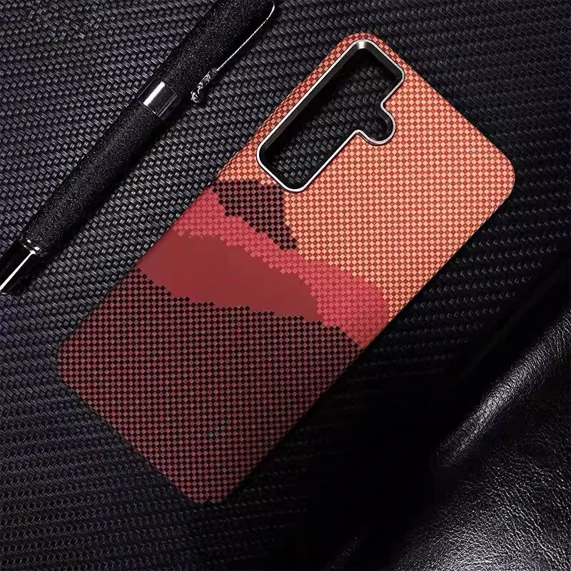 Luxo Design Kevlar Phone Case for Samsung S24 Ultra S23+ Slim PC Magnetic Cover Carbon Fiber