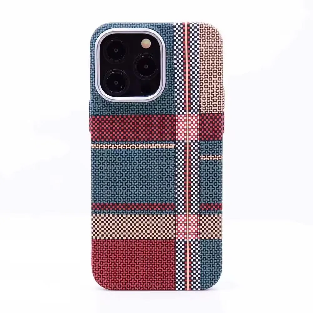 Luxo Design Luminous Case for iPhone 14/15 PRO Max Classic Triple-Stripes Slim PC Magnetic Carbon Fiber Cover Case