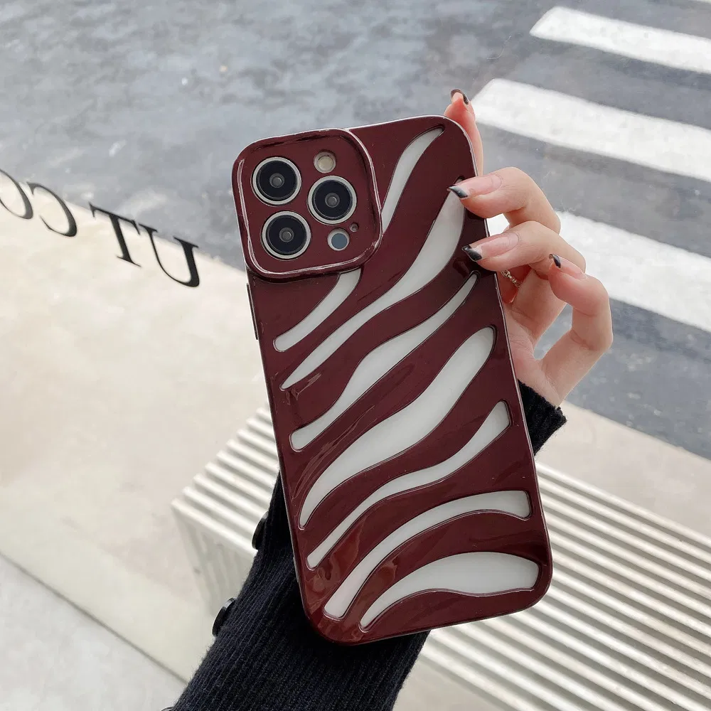 Luxury Electroplating Summer Heat Dissipation Piercing Zebra-Stripe Soft Mobile Phone Case for iPhone 11 12 13 14 PRO Max