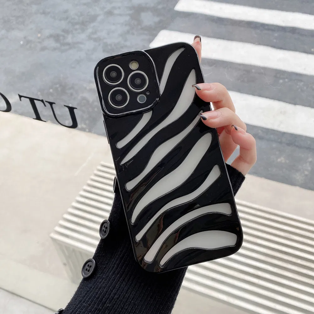 Luxury Electroplating Summer Heat Dissipation Piercing Zebra-Stripe Soft Mobile Phone Case for iPhone 11 12 13 14 PRO Max