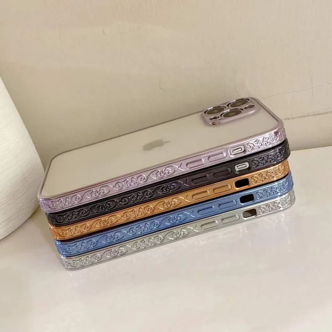 Luxury Embossed TPU Phone Case Electroplating Bumper Camera Full Protection