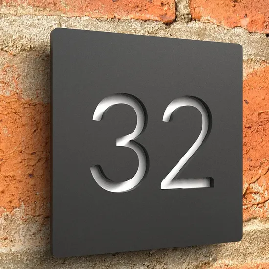 Custom Acrylic Modern Grey House Numbers Sign