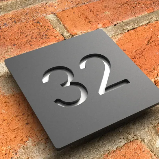 Custom Acrylic Modern Grey House Numbers Sign