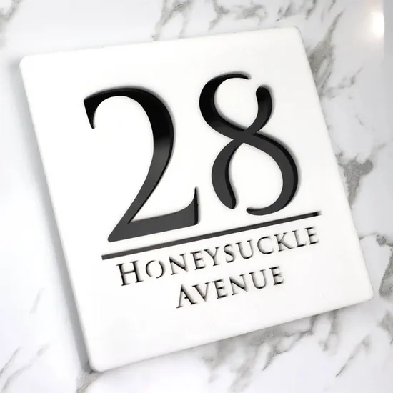 Custom Acrylic Modern Grey House Numbers Sign