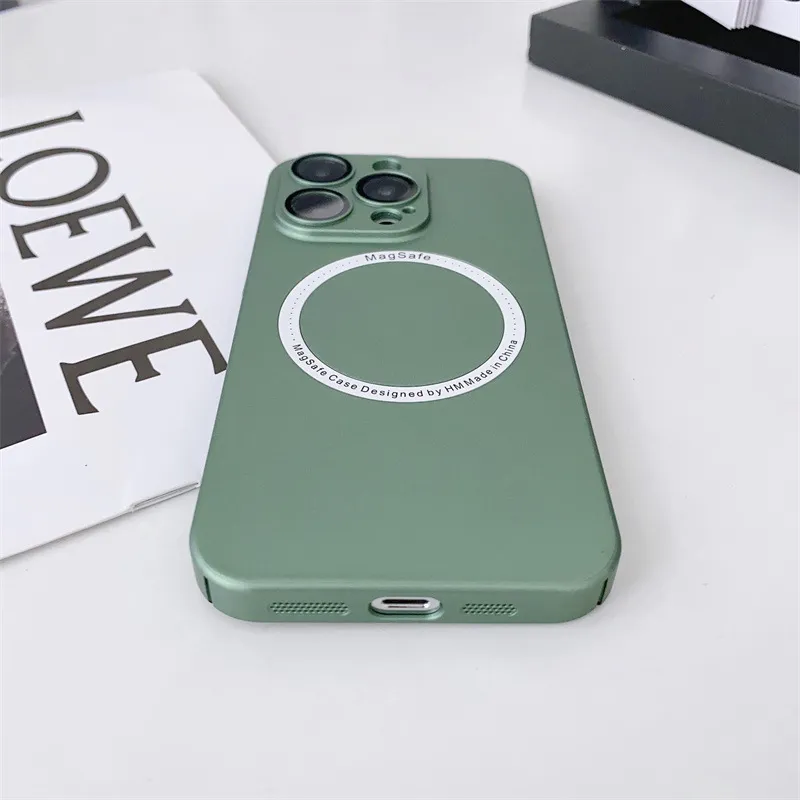 Luxury Style Metallic Paint Magnetic Mobile Phone Case Magsafe Lens Protection for iPhone 11 12 13 14 PRO Max with Wireless Charging