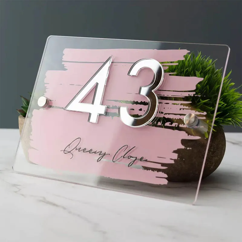 Custom House Number Sign Mirror Number Acrylic Printed Address Door Sign