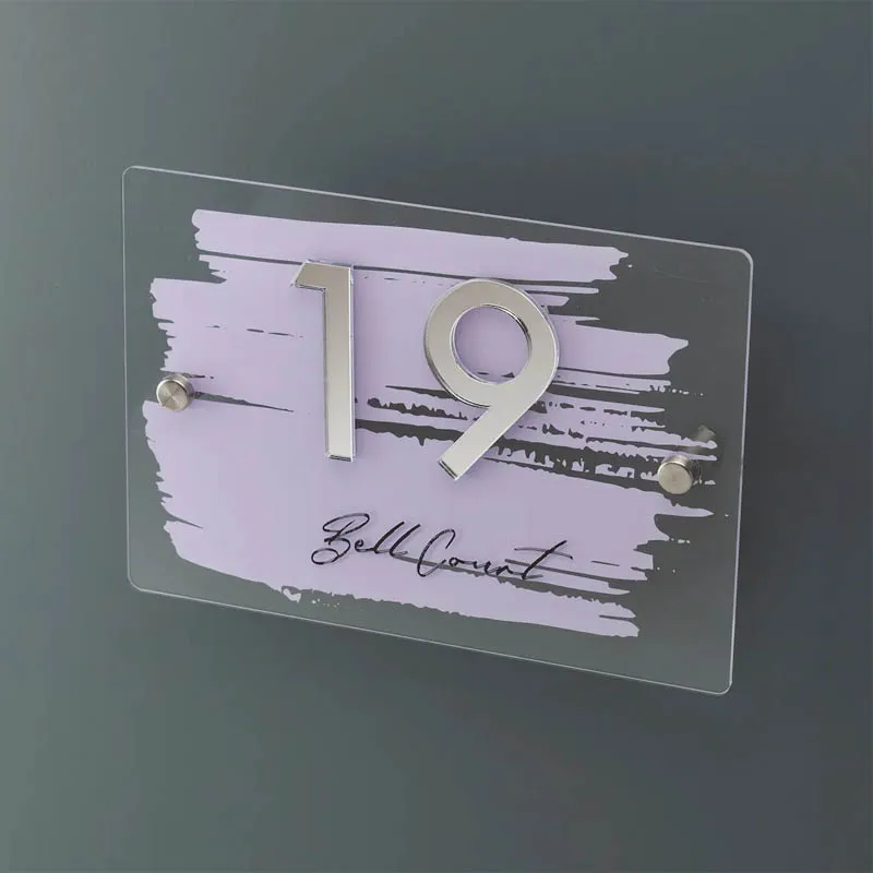 Custom House Number Sign Mirror Number Acrylic Printed Address Door Sign