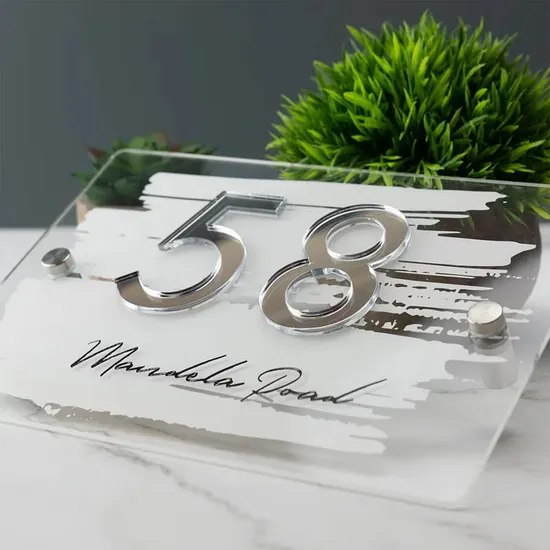 Custom House Number Sign Mirror Number Acrylic Printed Address Door Sign