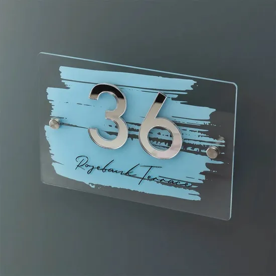 Custom House Number Sign Mirror Number Acrylic Printed Address Door Sign