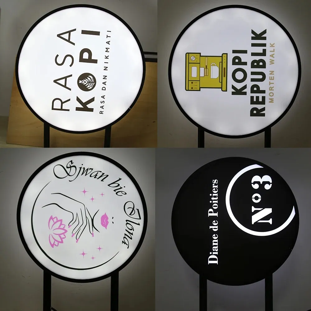 Custom Shop Double Sided Outdoor Round Light Box Caisson Illuminated Acrylic Round Light Boxes