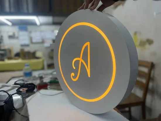 Custom Round LED Sign Circle Round UV Print Logo LED Vacuum Forming Light Box Advertising Display Sign