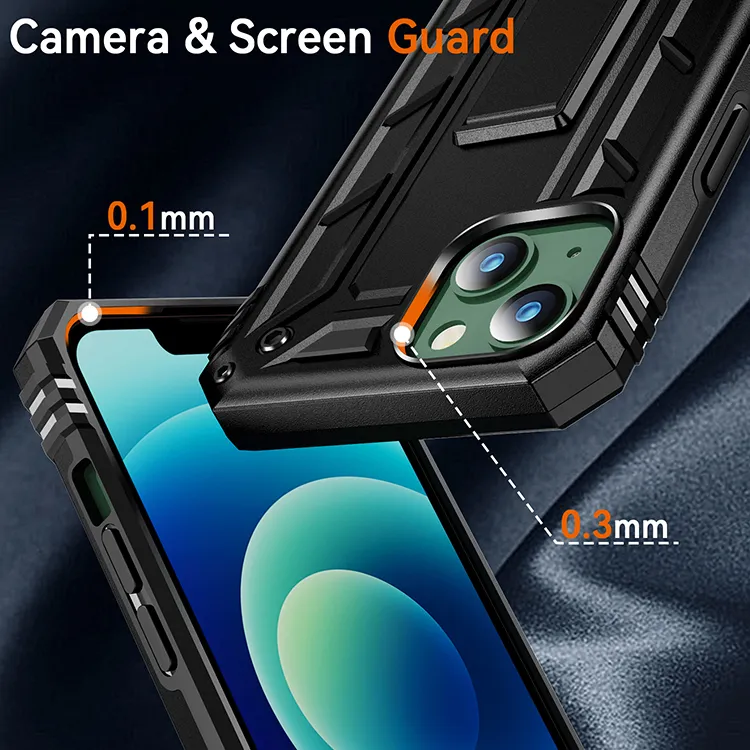 Shockproof Hard PC Rugged Back Cover 2 in 1 Ddefend Mobile Phone Case with Kickstand for iPhone 15 14 13 12 PRO Max