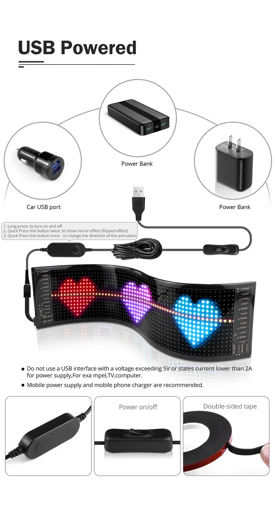 Flexible USB 5V LED Module Sign Bluetooth APP Control