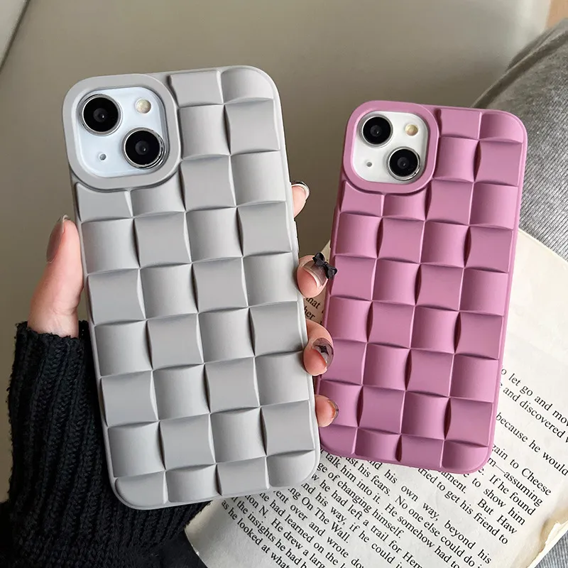 Trendy Fashion Mobile Phone Case Stereoscopic Magic Square Woven Pattern for iPhone 6 7 8 X 11 12 13 14 PRO Max