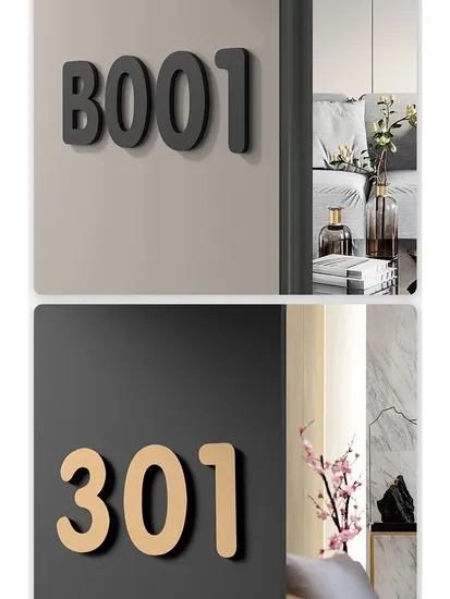 House Number Door Plate Sign Outdoor Mailbox Apartment Hotel Room Address Number Modern Home Sign