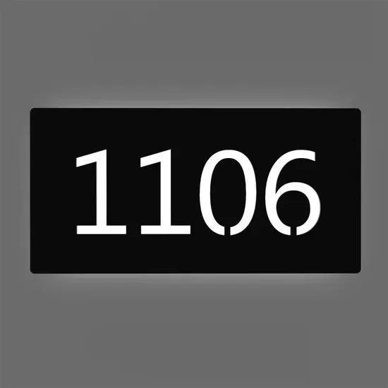 House Sign Modern Silver Stainless Steel Door Number Sign Plaque LED Light Box