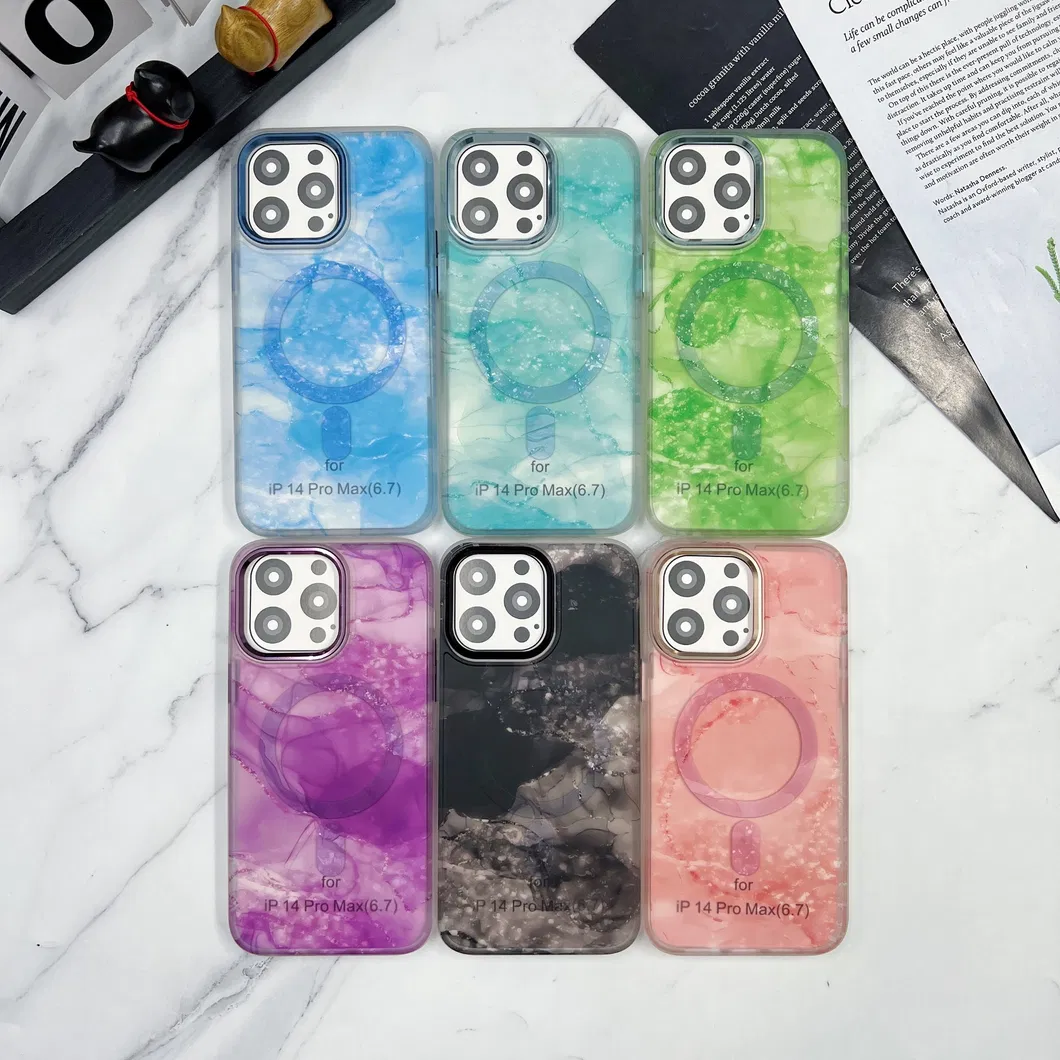 Wholesale Price Watercolor Ink Magnetic Mobile Phone Case for iPhone 15 PRO Max 14PRO 13 12 Wireless Charge Back Cover