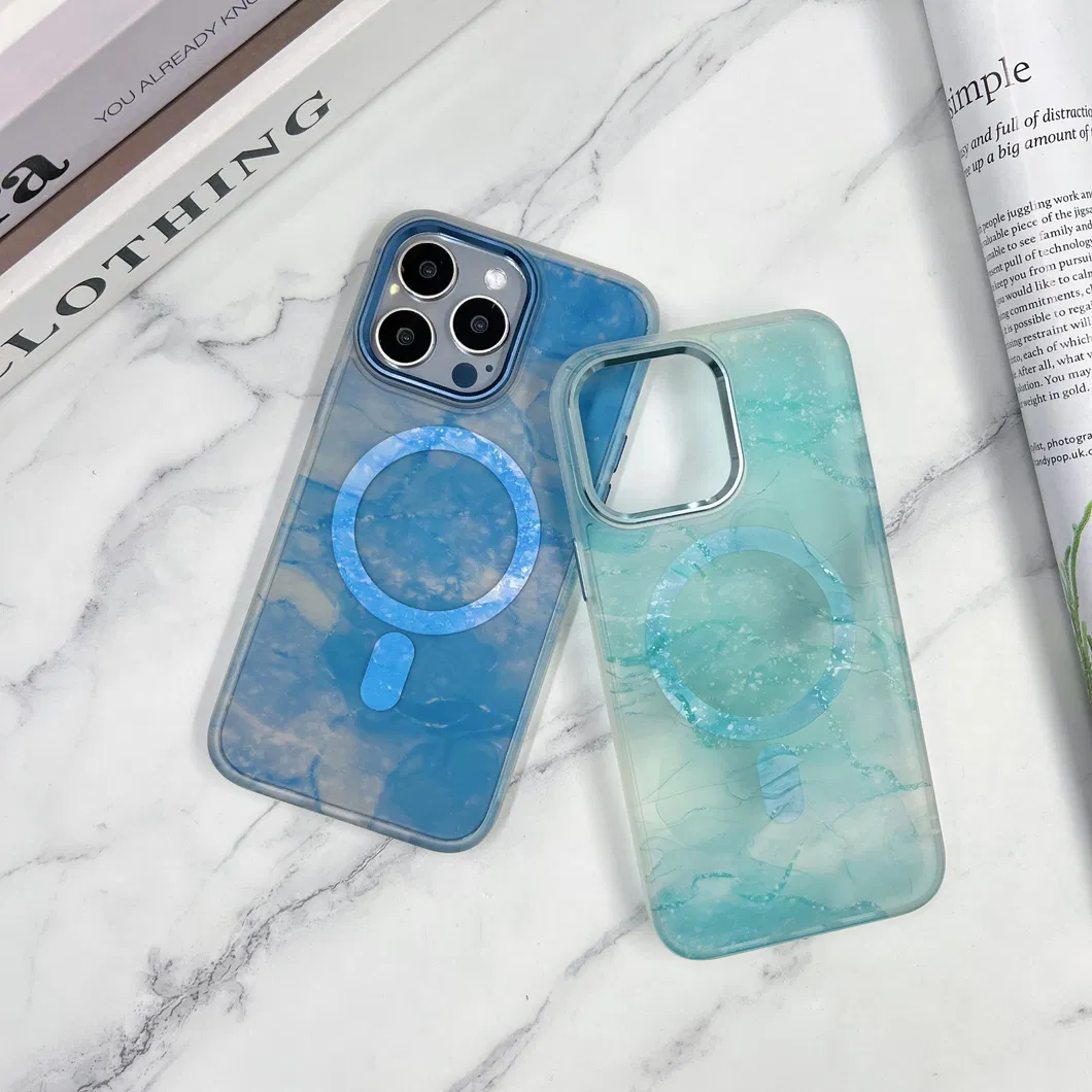 Wholesale Price Watercolor Ink Magnetic Mobile Phone Case for iPhone 15 PRO Max 14PRO 13 12 Wireless Charge Back Cover