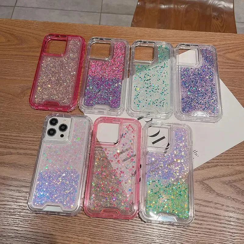 for Women Girls 3 in 1 Glitter Sparkle Triple Combo Phone Case for iPhone 11 13/14 PRO Max Heavy Duty Shockproof Protective Case