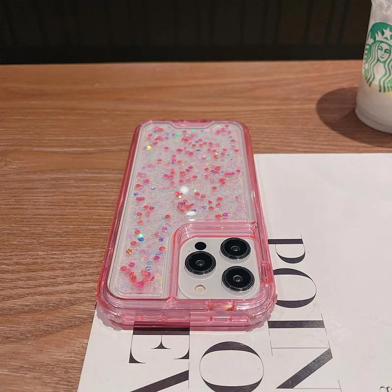 for Women Girls 3 in 1 Glitter Sparkle Triple Combo Phone Case for iPhone 11 13/14 PRO Max Heavy Duty Shockproof Protective Case