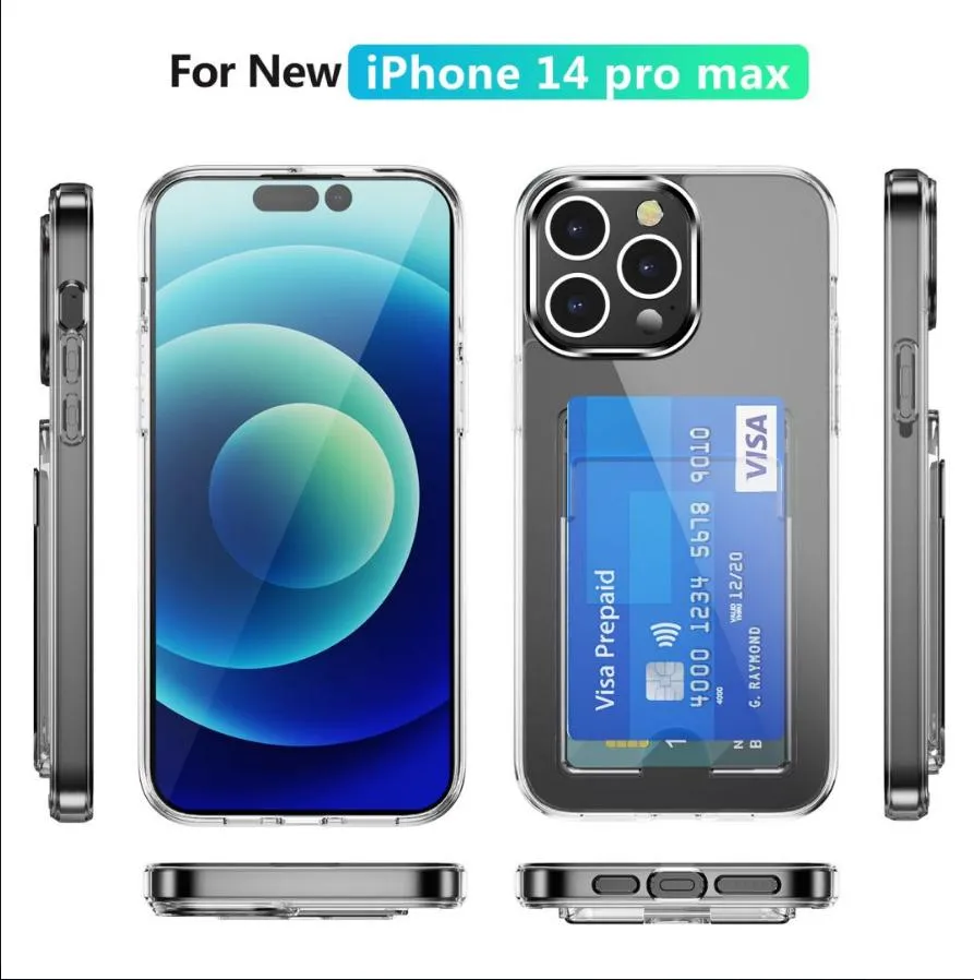 for iPhone 14PRO Max Wallet Phone Case Crystal Clear Card Slot Cover