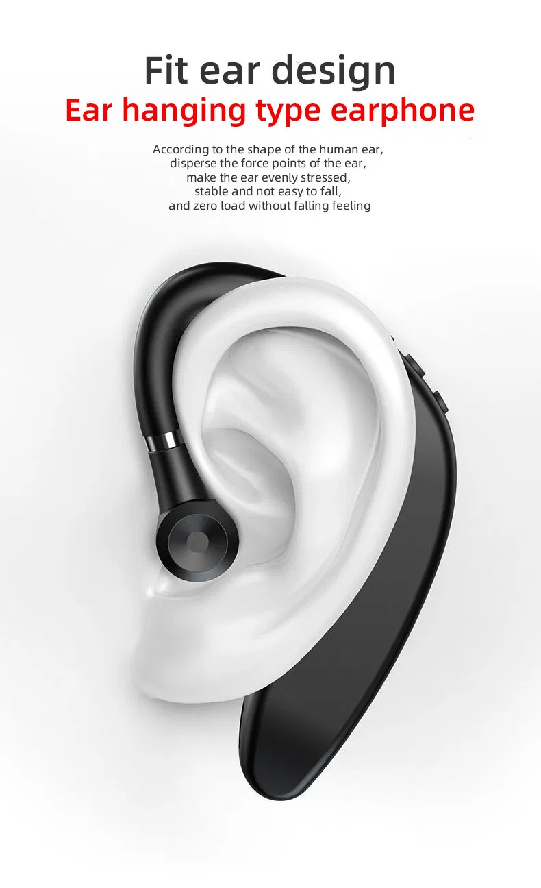 180 Degrees Rotate Wireless Bluetooth 5.2 Single Ear Hanging Lightweight Headset Fast Charging Noise Reduction Earphone