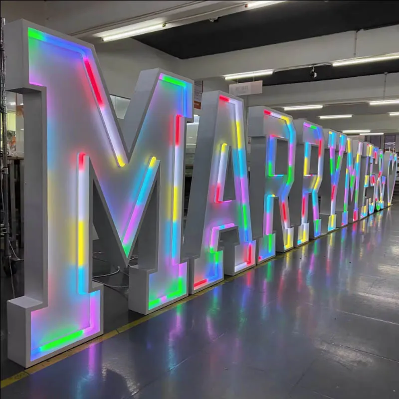 Marry Me Frame Neon Letter Sign Running RGB LED Light Signage