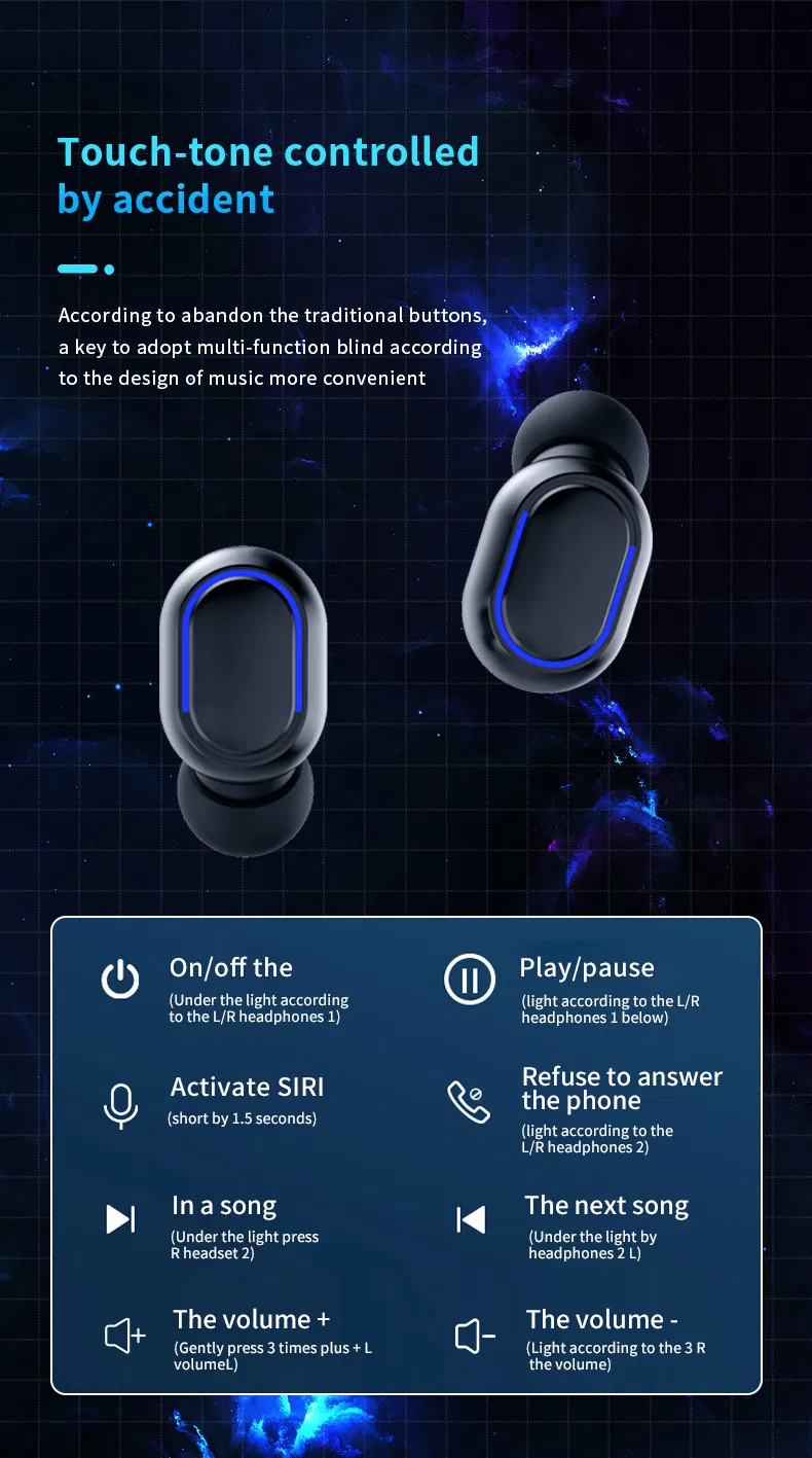 9d HiFi Stereo Waterproof in Ear Headphone Bt 5.3 Tws Earphones LED Display Wireless Bluetooth Earbuds