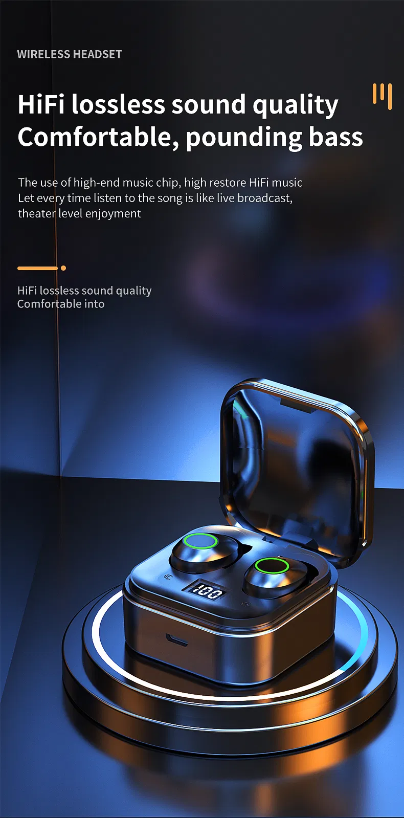 Mini in-Ear Headphones Noise Reduction HiFi Stereo Tws Earphones Waterproof Bt 5.1 LED Display Wireless Bluetooth Earbuds