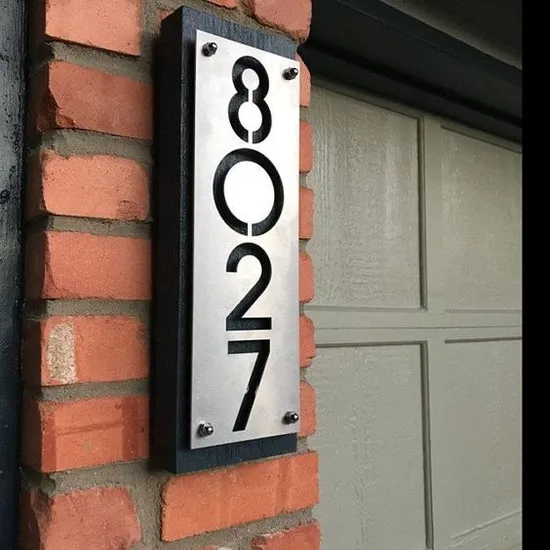 Metal Brushed Stainless Steel Home House Number Address Signage