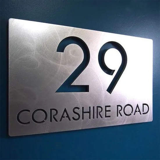 Metal Brushed Stainless Steel Home House Number Address Signage