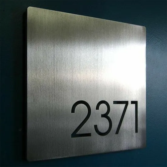 Metal Brushed Stainless Steel Home House Number Address Signage