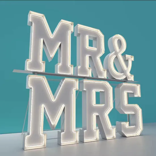 Mr and Mrs Stainless Steel Frame LED Neon Sign Love Letters Signage