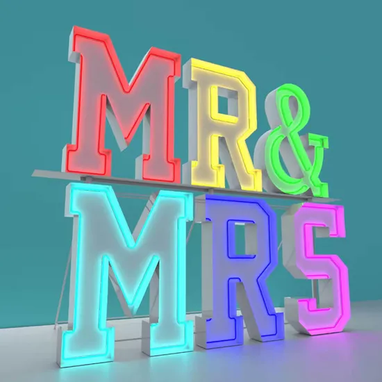 Mr and Mrs Stainless Steel Frame LED Neon Sign Love Letters Signage