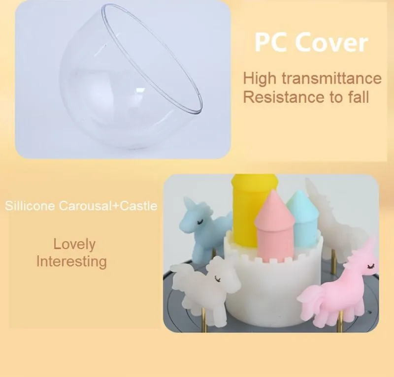 Silicone Carousel Music Light - Rechargeable LED Night Light for Children