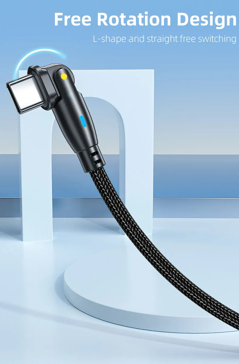 180 Degrees Free Rotation Fast Charging Data Cable with Type-C to Type-C Interface in Pd 60W