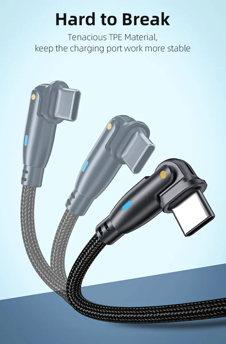 180 Degrees Free Rotation Fast Charging Data Cable with Type-C to Type-C Interface in Pd 60W