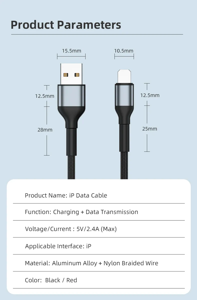 1 Meter 2 Meters Sr Lengthened Reinforced Upgraded Charging Data Cable USB to Lightning Charging Cable