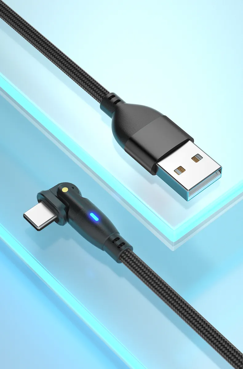 2 in 1 L-Shape and Straight Use 180 Degree Rotation Data Transmission USB Charging Cable with Lightning Interface