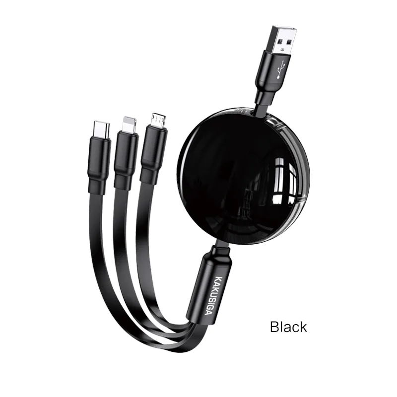 3 in 1 Easy-to-Pull Storage Stretchable Charging Cable Car Accessories Flexible Mobile Phone Cables