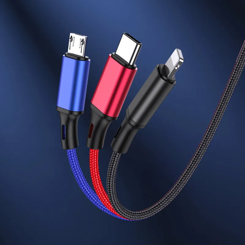 3 in 1 Quick Charging Cable for iPhone Samsung Android Phone Charging