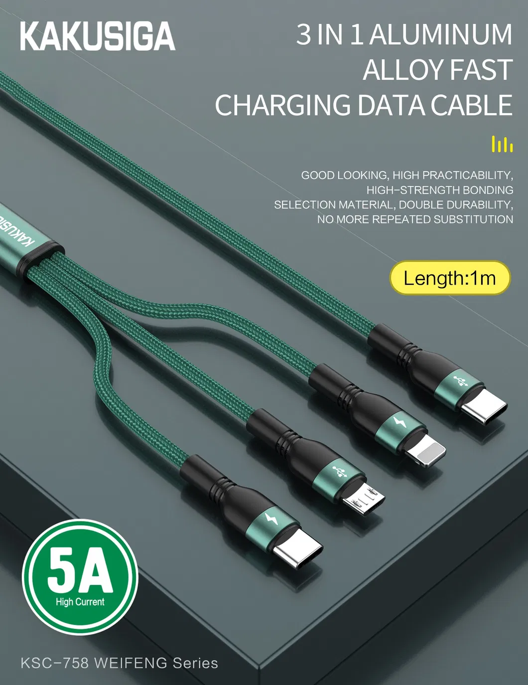 Hot Selling 3 in 1 Mobile Phone Fast Charging Data Cable Lightning Micro Type-C Cables