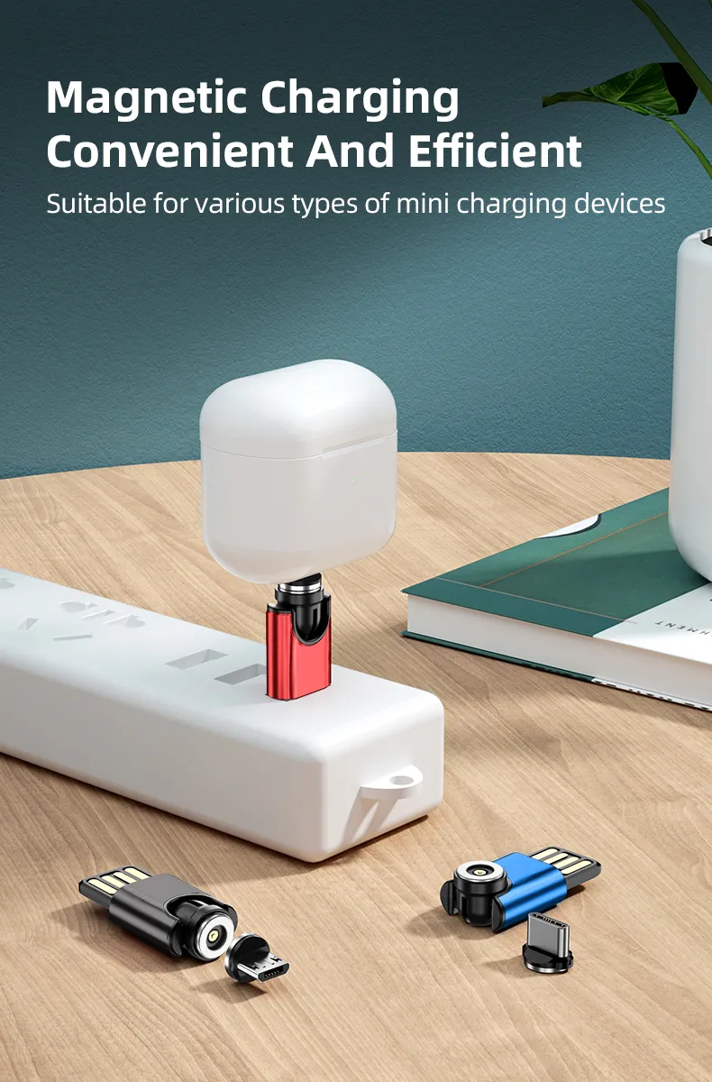 Mini Magnetic 540 Degrees Free Rotation Charger Multifunctional USB Port 2 in 1 in L-Shape and Straight Use