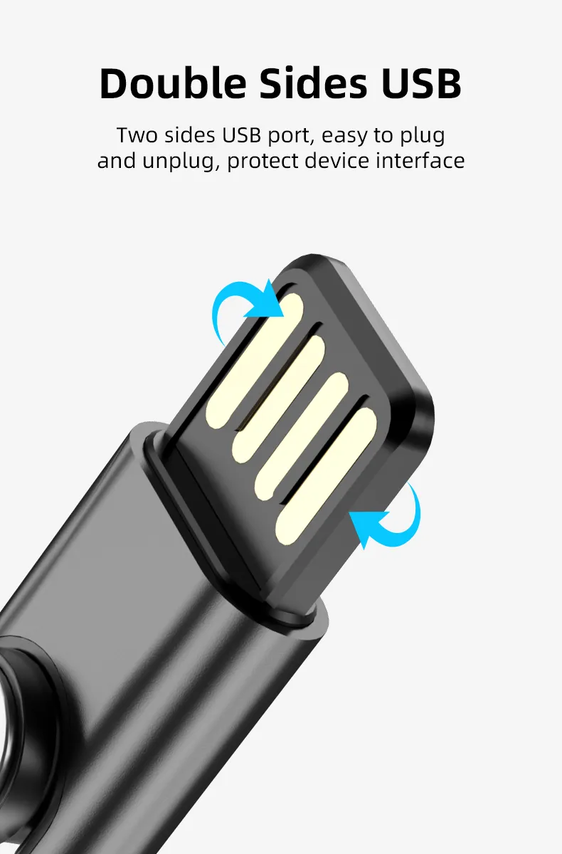 Mini Magnetic 540 Degrees Free Rotation Charger Multifunctional USB Port 2 in 1 in L-Shape and Straight Use