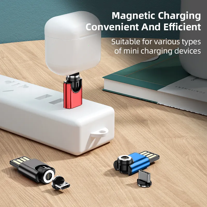 Mini Magnetic Quick USB Charger Data Transmission 5pin 540 Degree Rotation Without Wire in L-Shape and Straight Use 2 in 1