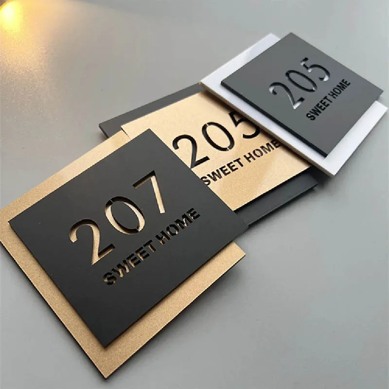 Personalized House Number Plaque Modern Acrylic Laser Cut 3D Exterior Matte Doorplate