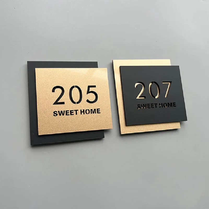 Personalized House Number Plaque Modern Acrylic Laser Cut 3D Exterior Matte Doorplate