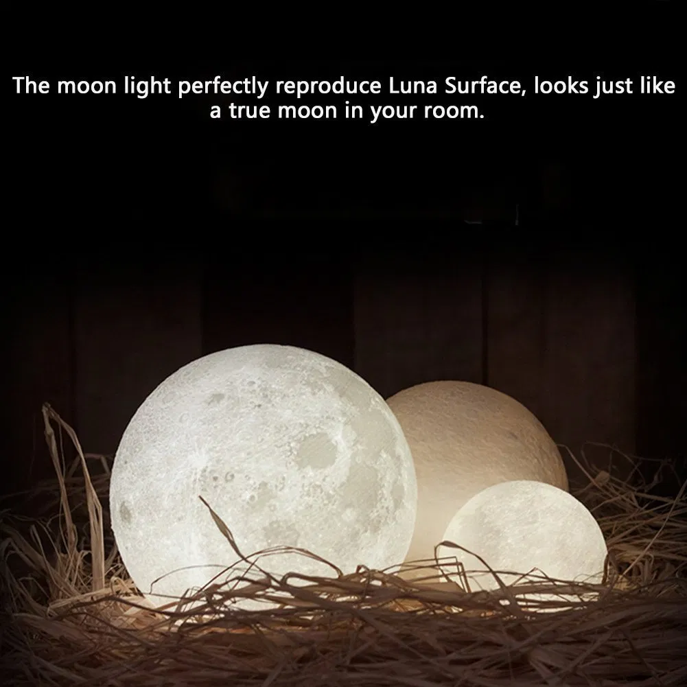 3D Star Moon Light with Wood Stand and Touch Control