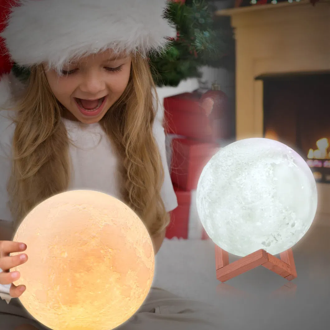 3D Star Moon Light with Wood Stand and Touch Control