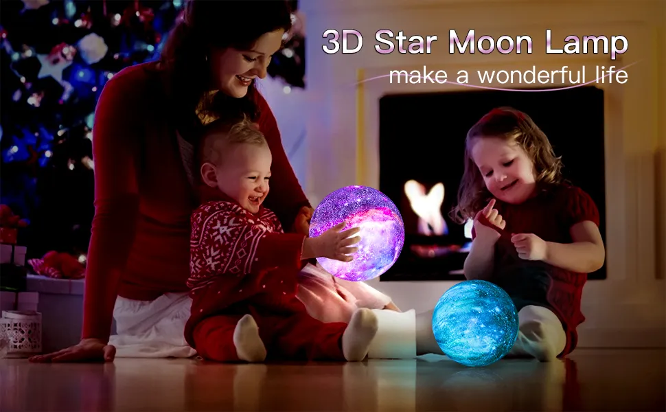 4.8 Inch 16 LED Colors Moon Night Light Galaxy Lamp